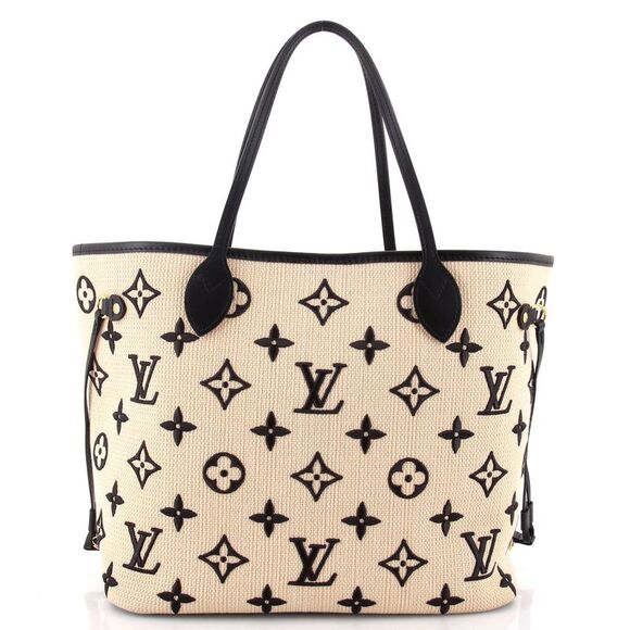 Louis Vuitton Neverfull NM Tote Monogram Giant Embroidered Cotton MM Neutral - Picture 1 of 8
